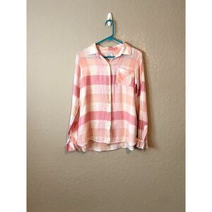 Rails Charlie PIP Peach Blush Women's long sleeve button down blouse Size XS